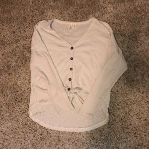 sky & sparrow waffle knit tie front top